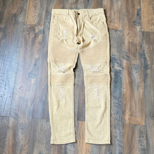 Cotton ripped tan skinny leg slim jeans 30x27 boys kids streetwear  emo